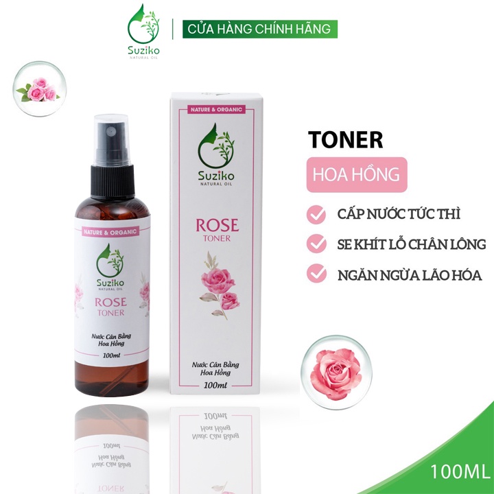 Bộ skincare cho da dầu mụn SUZIKO, chăm sóc dưỡng da hoa hồng, sữa rửa mặt hoa cúc, serum vitamin c, mặt nạ diếp cá