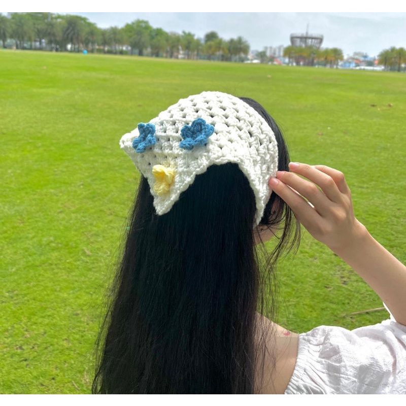 KHĂN BANDANA LEN ĐỘI ĐẦU DỄ THƯƠNG HANDMADE