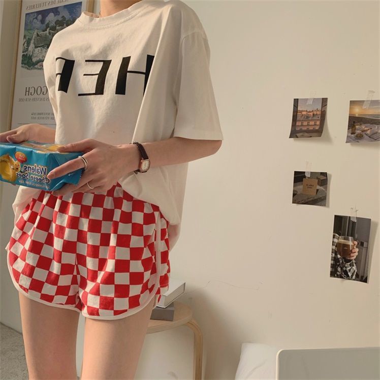 Quần Short Thể Thao Lưng Thun Cao Sọc Ca Rô Plus Size Cho Nữ