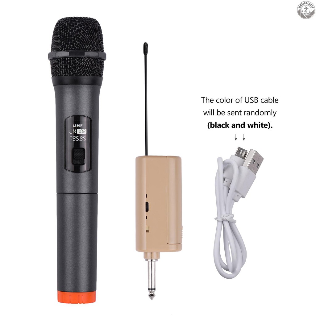 Bộ Micro Không Dây Uhf 6.35mm Với Đầu Thu Âm Thanh Nhỏ Gọn Tiện Dụng Hát Karaoke Tại Nhà