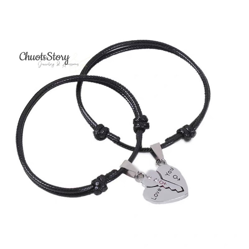 Vòng tay đôi chìa khoá trái tim, lắc tay cặp titan nam nữ thời trang - VTD0005 - ChuotsStory