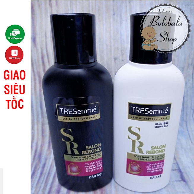 Combo Gội và Xả TRESemmé Salon Rebond chai 70g dùng thử của Tresemme - Công Nghệ Tái Kết Nối giúp ngăn gãy rụng