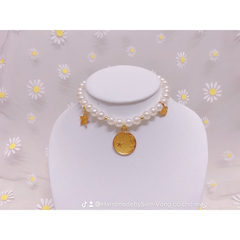 Vòng cổ chó mèo - Vòng cổ charm vip vàng