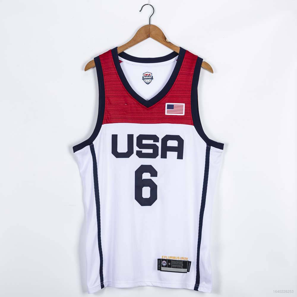 Áo thun bóng rổ số 6 LILLARD 2021 Olympic NBA Jersey tùy chọn kích thư