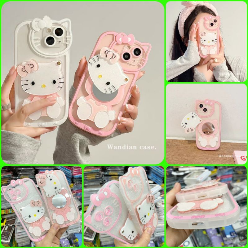 Case ốp lưng iPhone 11 / 11 Pro max / 12 Pro max / iPhone 13 / 13 Pro / 13 Pro max dẻo mèo kitty dễ thương có gương soi
