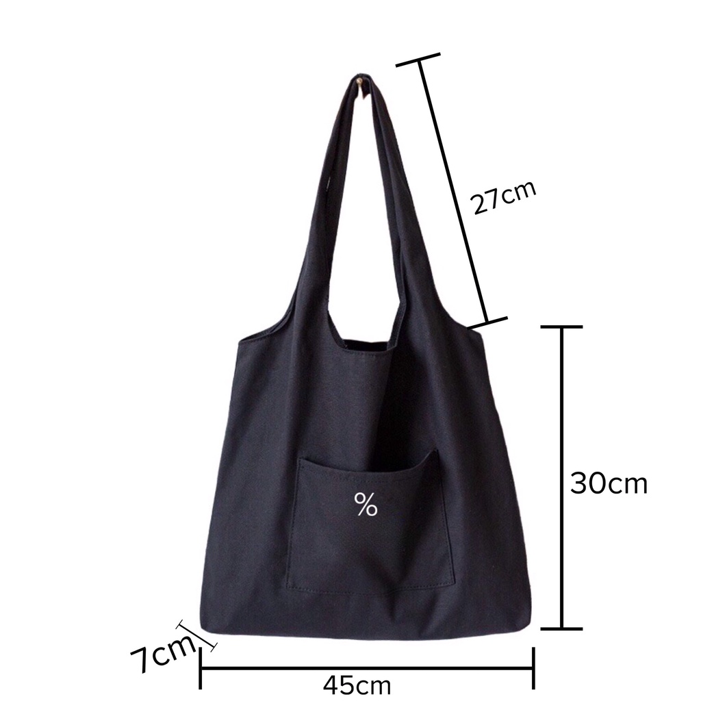 Túi tote vải canvas nữ đựng vừa laptop cỡ lớn đeo vai phong cách Nhật Bản