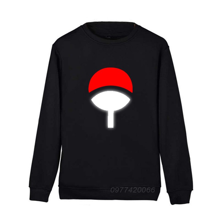 áo sweater Naruto gia tộc Uchiha phản quang, áo thu đông Naruto Uchiha