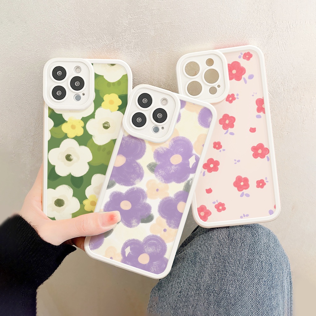 Ốp lưng iphone Hoa Năm Cánh bóng cạnh vuông 6/6plus/6s/6splus/7/7plus/8/8plus/x/xs/11/12/13/14/pro/max/promax/plus