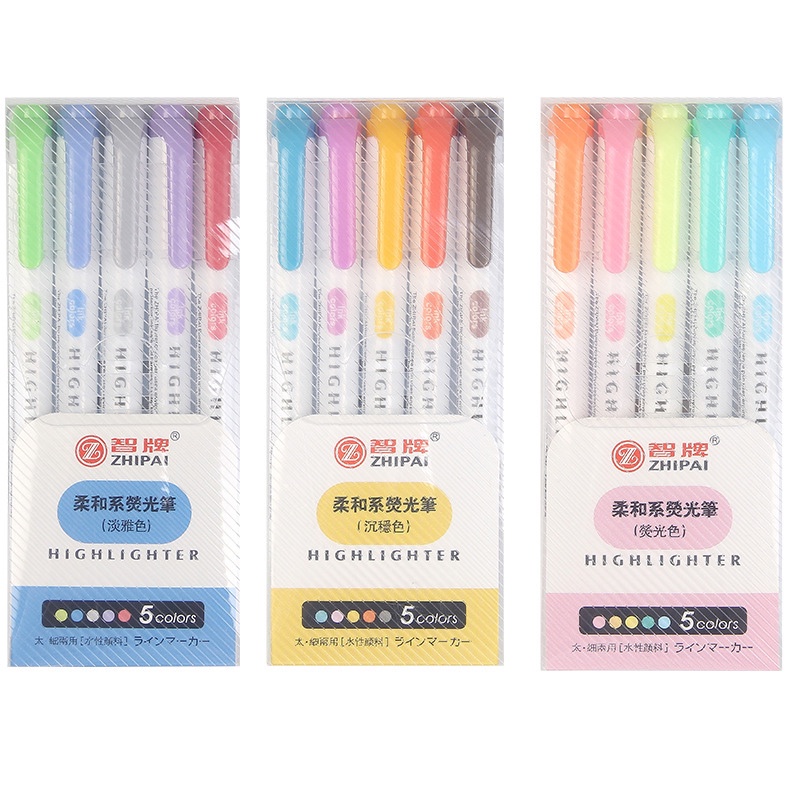 Set 5 Bút Đánh Dấu Hai Đầu Màu Sáng Dễ Thương