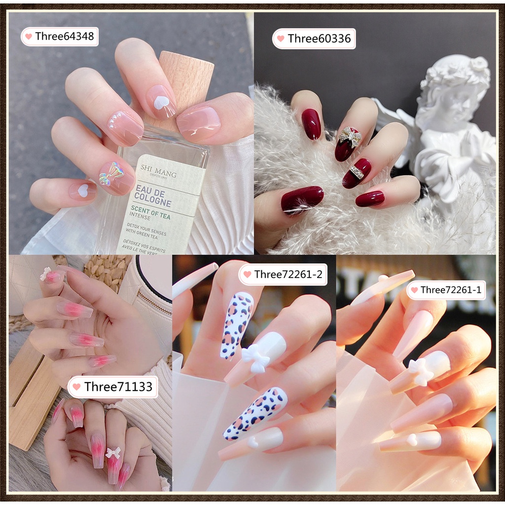 [Hàng Mới Về] Bộ 24 Móng Tay Giả Màu Trắng Đính Nơ Thời Trang Xinh Xắn Dành Cho Nữ