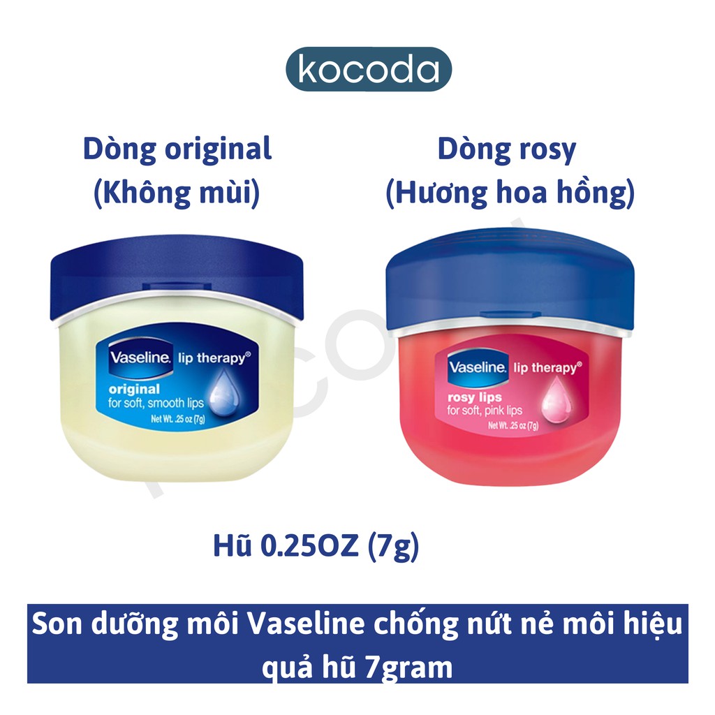 Sáp dưỡng môi Vaseline hồng xinh chống nứt nẻ môi hiệu quả hũ 7g - KOCODA