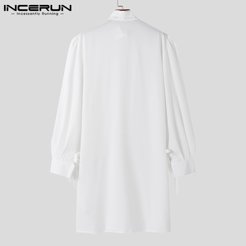 Áo khoác cardigan INCERUN tay dài cổ cao màu trắng thời trang dành cho nam
