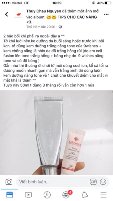 Kem dưỡng trắng tone up 9wishes Vanishing Balm Premium Tone Up Cream