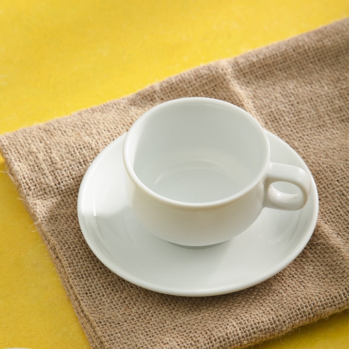Bộ tách đĩa cà phê trắng sứ long phương nhiều kích cỡ cao cấp