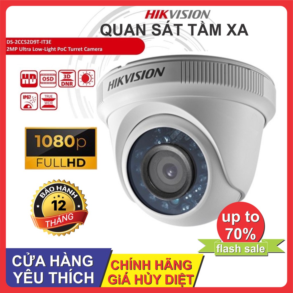 CAMERA HD-TVI Dome hồng ngoại 2.0 Megapixel HIKVISION DS-2CE56D0T-IRP