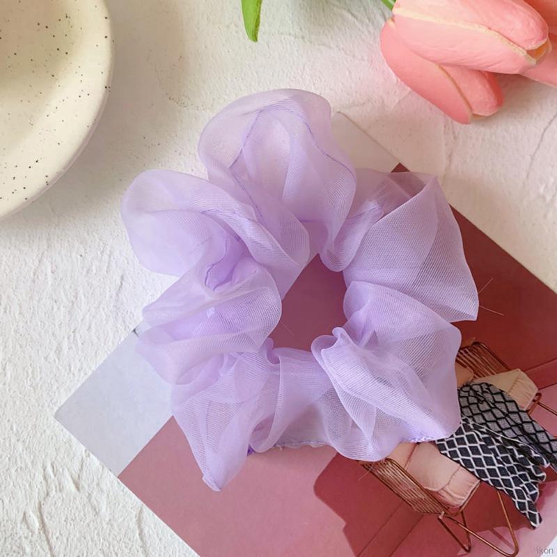 Dây thun buộc tóc bằng vải voan phối lưới phồng cỡ lớn màu trái cây dễ thương