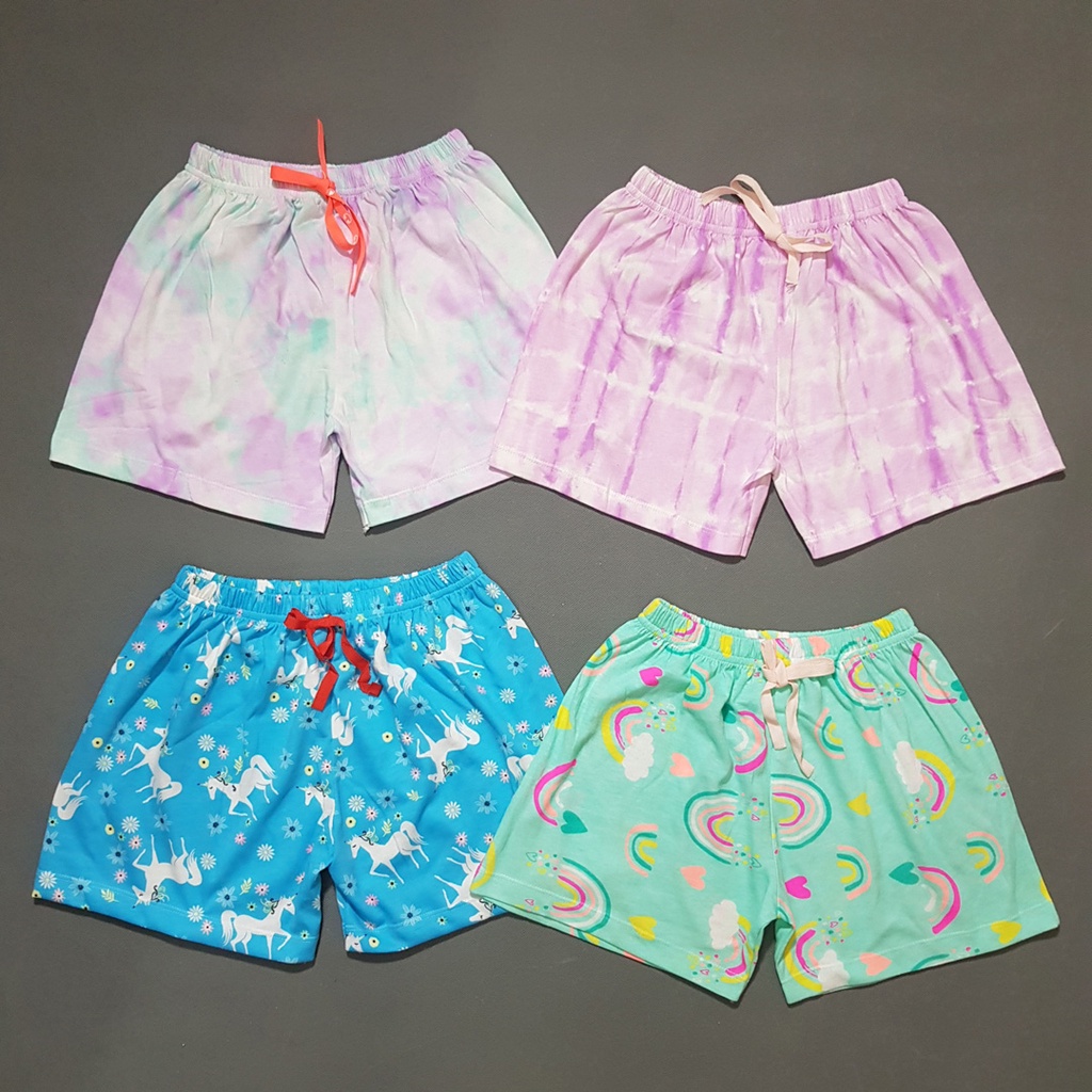 Quần short cotton bé gái in pony cầu vồng mát mẻ mùa hè