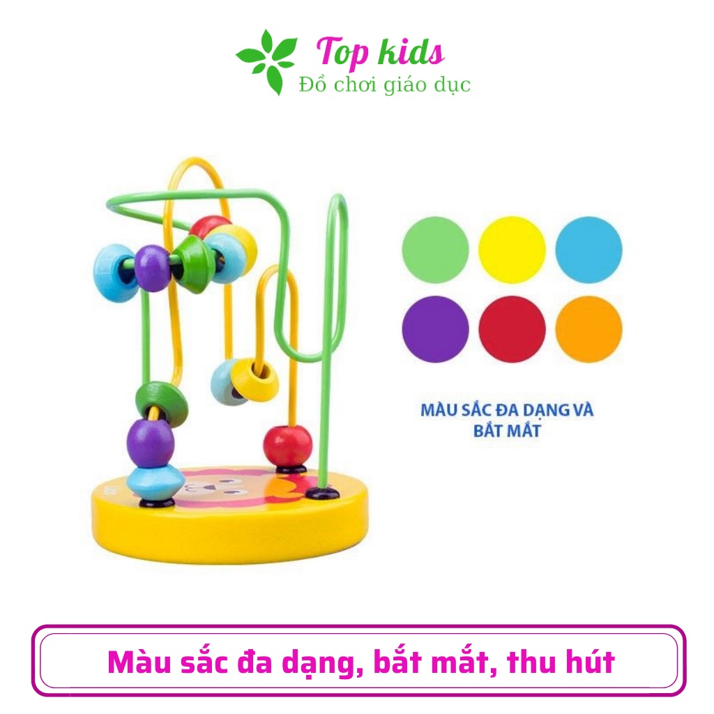 Đồ chơi bằng gỗ montessori bộ luồn hạt mini  giáo dục sớm cho bé từ 1 đến 3 tuổi thông minh trí tuệ - TOPKIDS