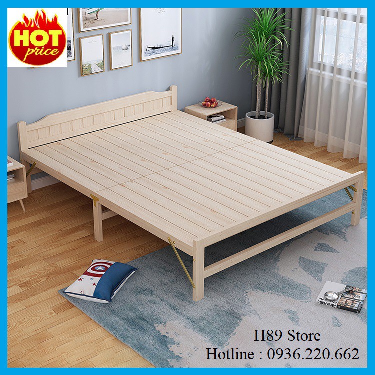 Giường ngủ gỗ thông xếp gọn có 5 kích thước chiều ngang dễ dạng chọn lựa