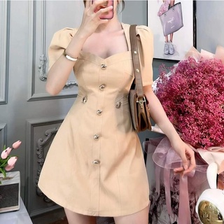 Váy kaki cổ trụ dáng A