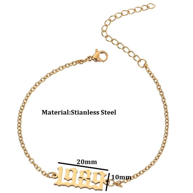 Vòng Tay/Lắc Chân Bằng Thép Không Gỉ Mặt Hình Số Năm Mới 2022 Thời Trang Cho Nữ