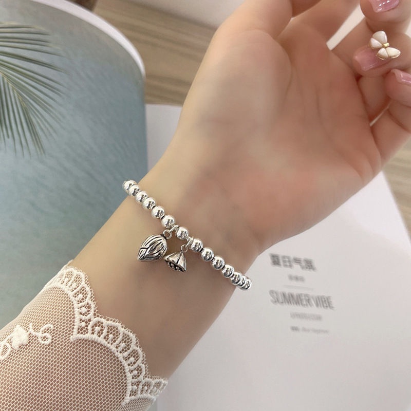 Vòng Tay Chuỗi Hạt Bạc S925 Phong Cách Dân Tộc Cổ Điển Cho Nữ