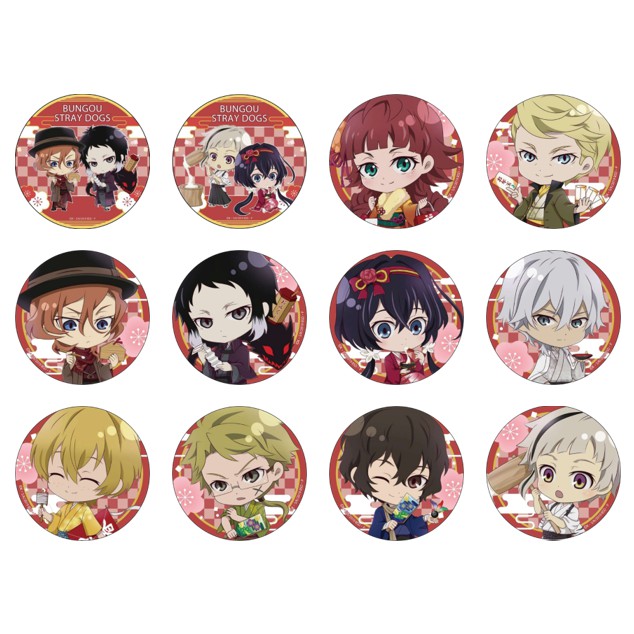 Bộ 12 sticker anime Bungo Stray Dogs chibi size 4.5 cm - LLD075