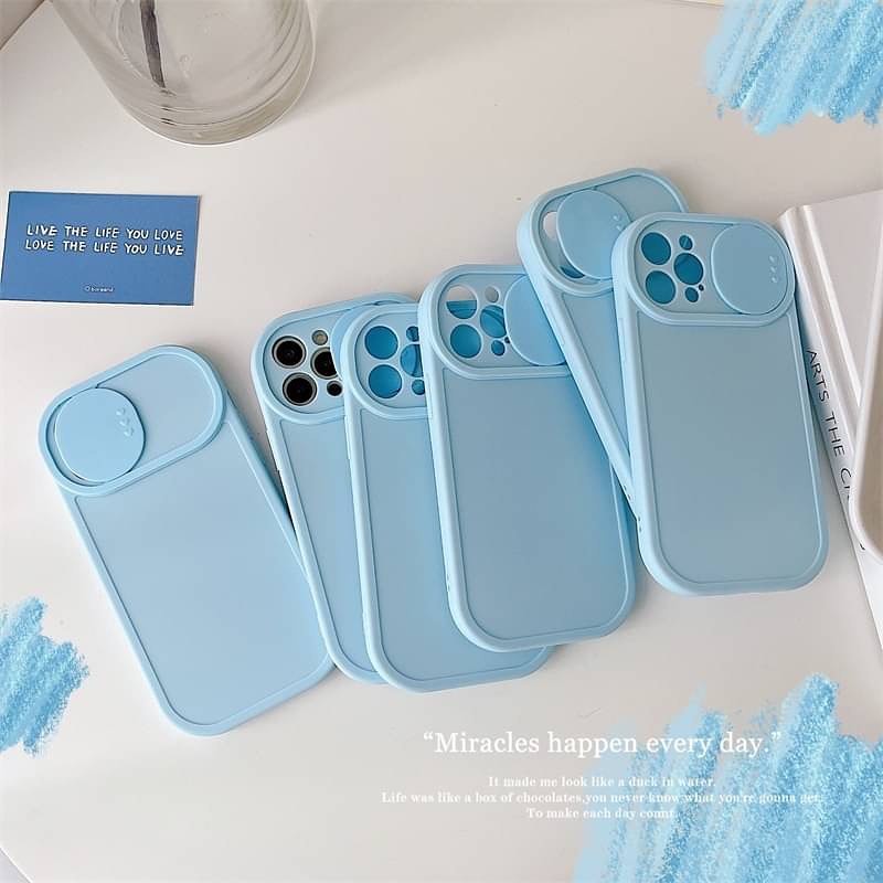 Ốp lưng iPhone Nắp Trượt Bảo Vệ Camera Màu Pastel cho iPhone 13 Pro Max 12 Pro Max 11 Pro Max - MIKA STUDIO