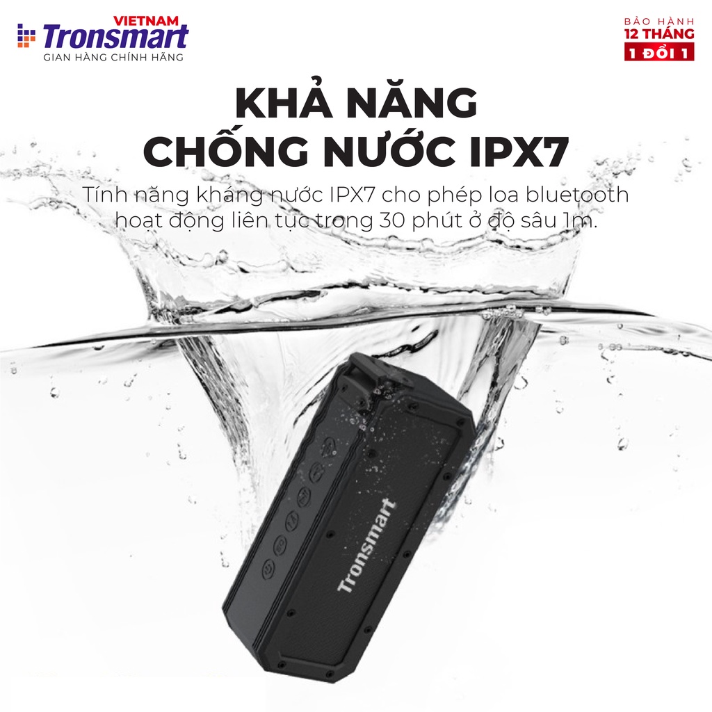 COMBO Loa Tronsmart Force+ và hộp đựng chống shock - Công suất 40W - Chống nước IPX6 Ghép đôi TWS - Hàng chính hãng