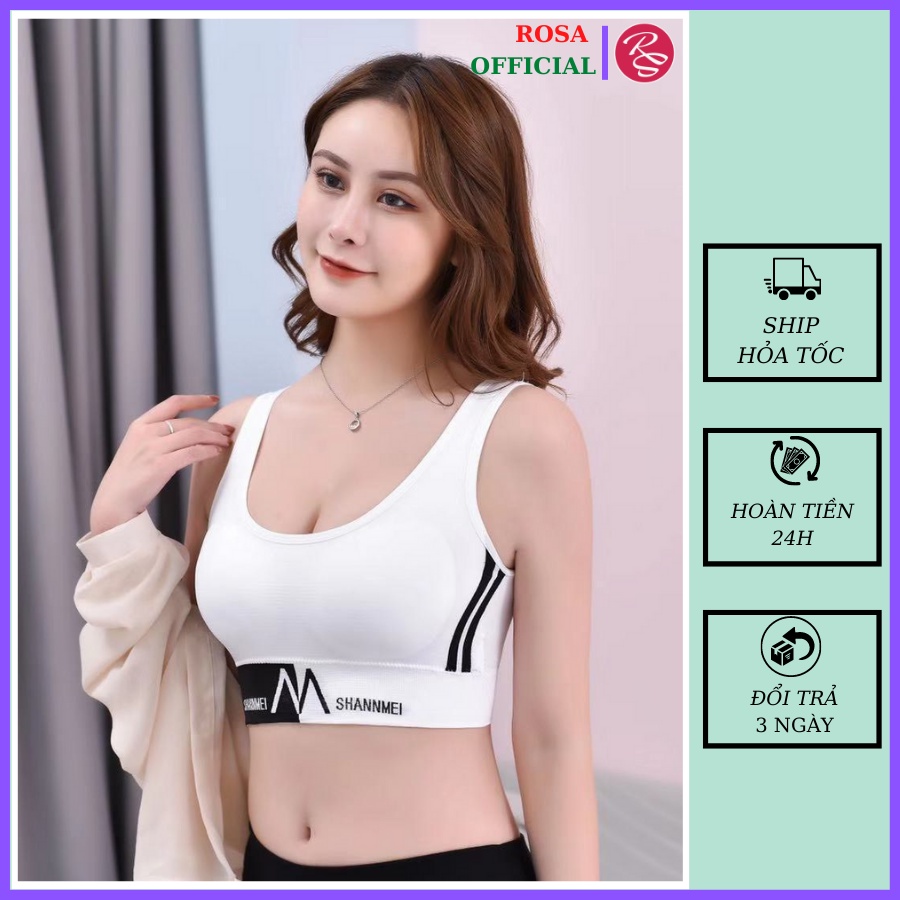 áo bra tập gym tập yoga nữ 2 dây có mút ngực đồ thể thao nữ co giãn thấm hút mồ hôi hàng chất lượng cao Rosa RS22