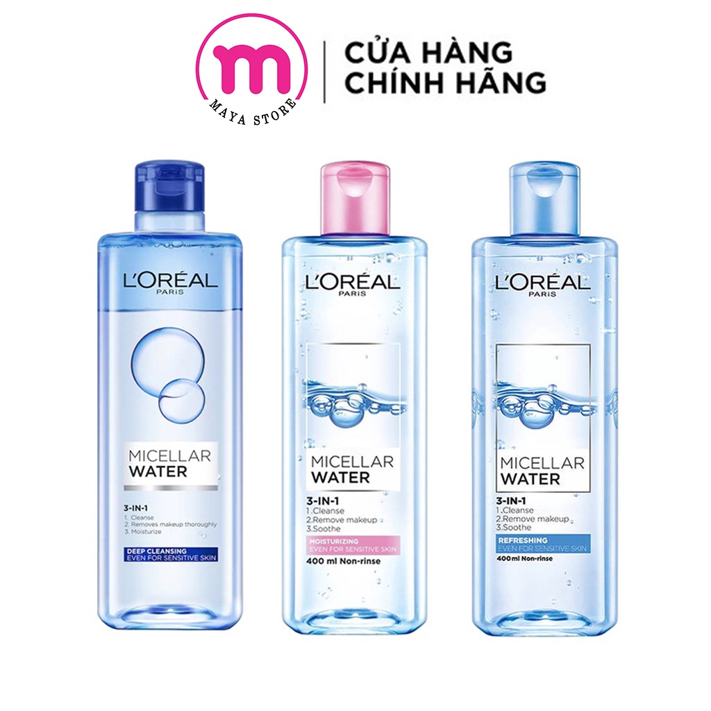 Nước tẩy trang Loreal cho mọi loại da L'Oreal Paris 3in1 Micellar Water 400ml