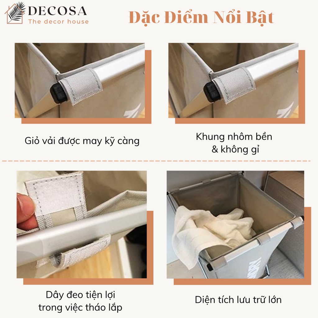 Giỏ đựng quần áo giặt nhiều ngăn phân loại quần áo DECOSA