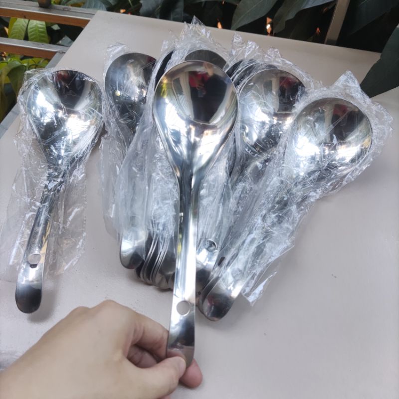 Muôi / Muỗng múc canh inox to dày dặn, inox sáng