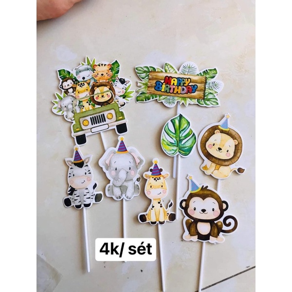 Combo 5 set cắm vườn sở thú trang trí bánh kem
