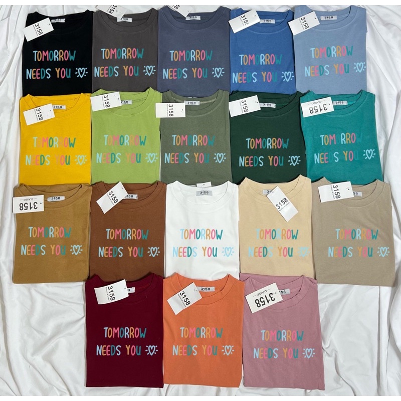 Áo Thun 3158 In Chữ TOMORROW Form Rộng Unisex Chất Cotton Khô Loại 1, Thoáng Mát, Thấm Hút Mồ Hôi - Gunn