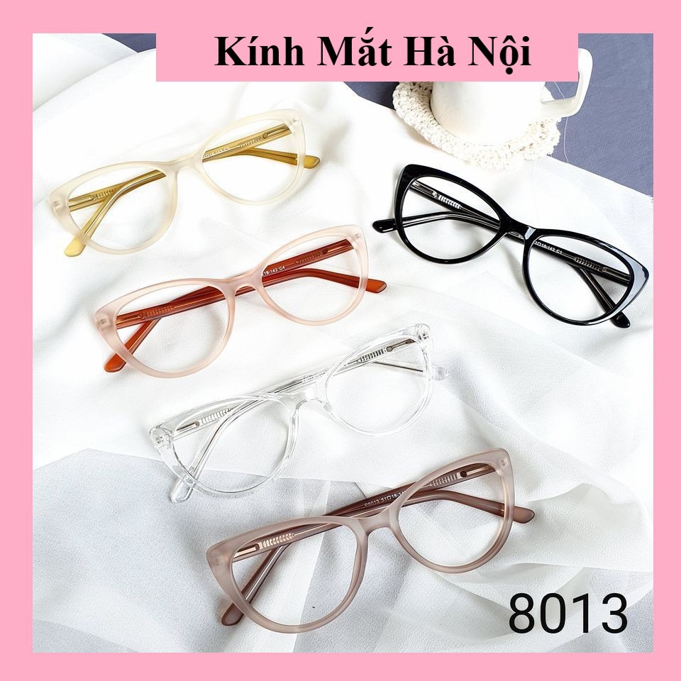 Gọng kính cận mắt mèo nữ , chân cốt kim loại bền đẹp 8013