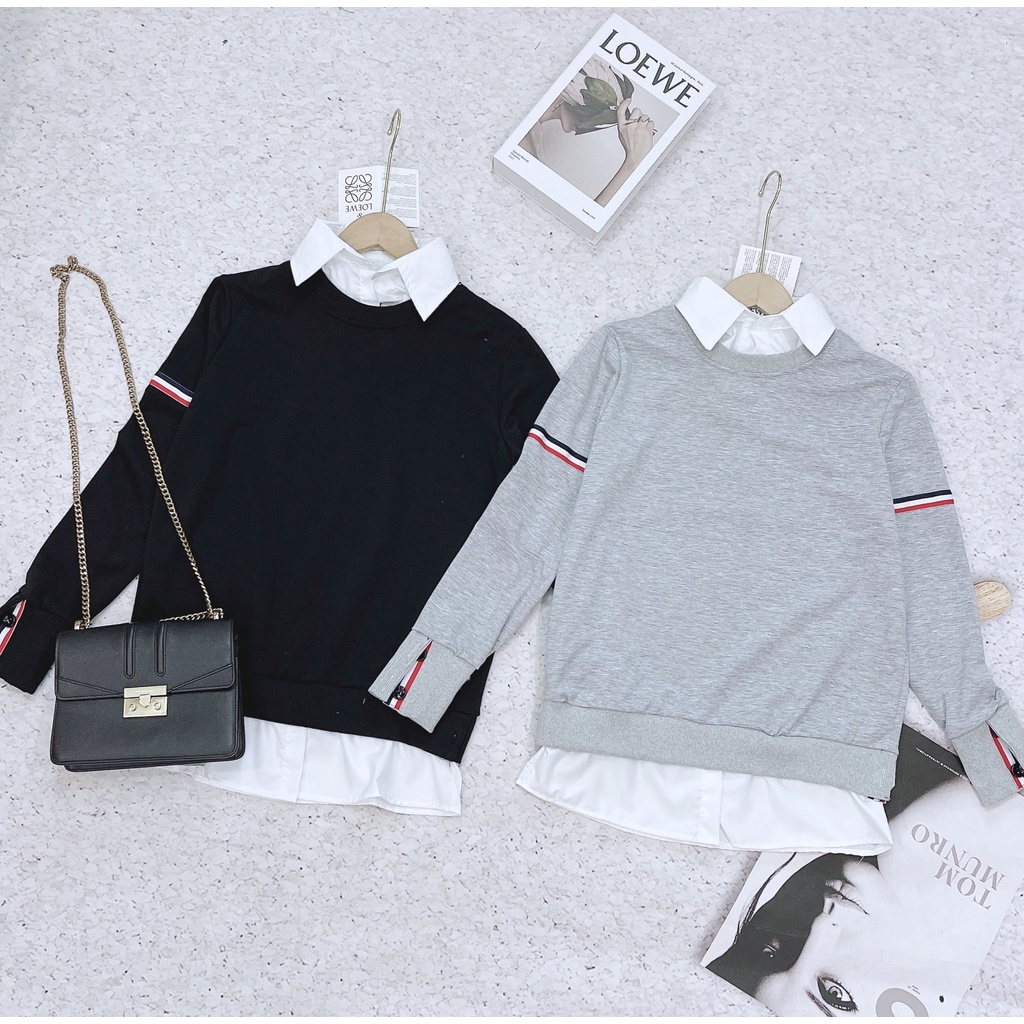 ÁO NỈ DA CÁ PHỐI - DÂY VIỀN 2 MÀU | BigBuy360 - bigbuy360.vn