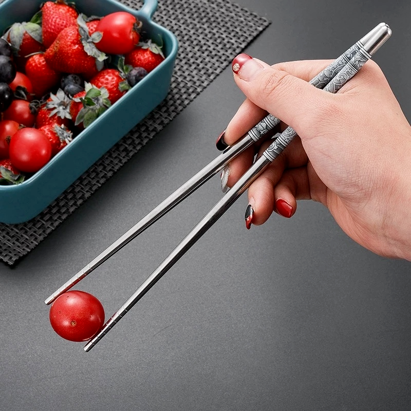 Bộ 5 Đôi Đũa Chống Trượt Bằng Thép Không Gỉ