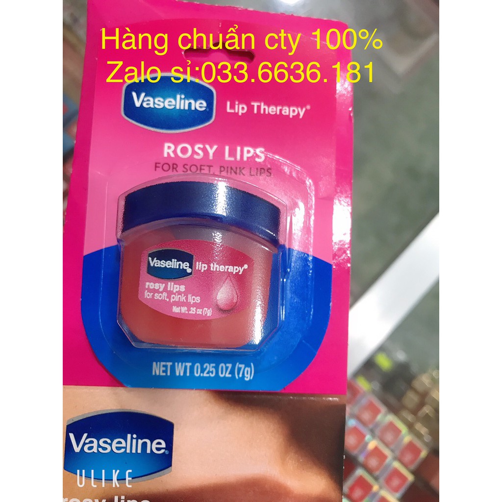 [chính hãng 100%] dưỡng môi VASELINE ROSY LIPS màu hồng tri khô nứt môi ,tẩy da chết cho môi,giúp môi mềm mịn 7G