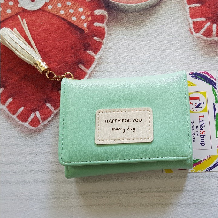 FreeShip Ví Nữ Mini Happy For You, Ví Ngắn Dễ Thương, Xinh Xắn 102 | BigBuy360 - bigbuy360.vn