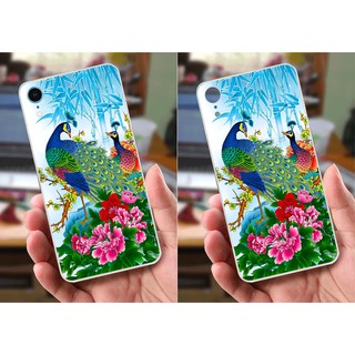 Ốp lưng iPhone XR (dẻo viền trắng trong) - Hình Chim Công, Cá Chép, Cò
