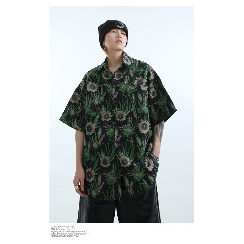 Áo Sơ Mi Tay Ngắn Họa Tiết Cỏ Đuôi Chó Thời Trang Mùa Hè Mới Cho Nam Nữ