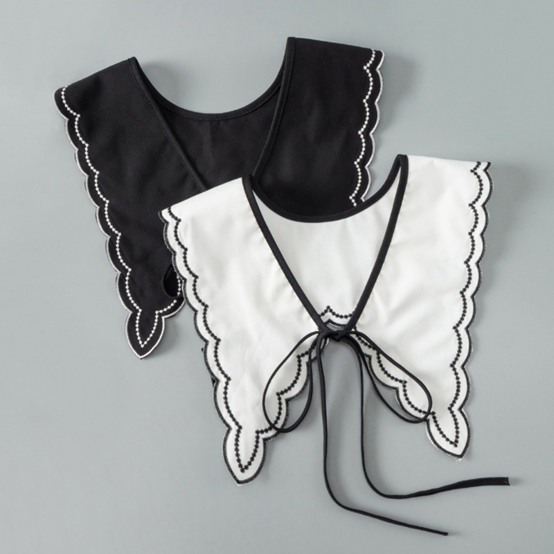 Cổ áo sơ mi giả có thể tháo rời phong cách pháp cho nữ dệt organza