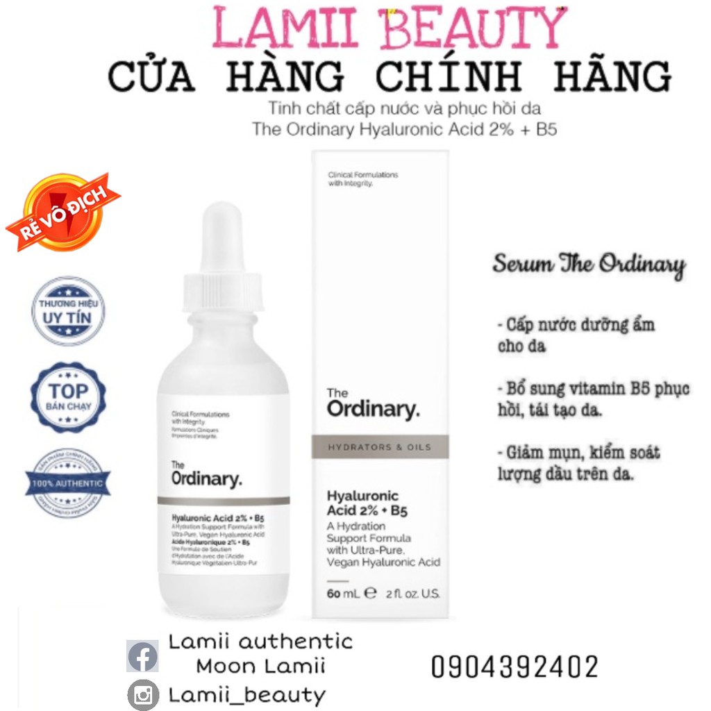 CÓ BILL- Tinh chất The ORDINARY HYALURONIC ACID 2% + B5