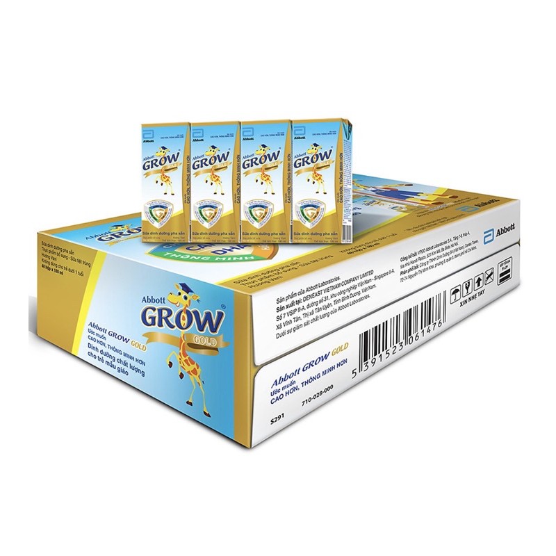 [Mã FMCG8 giảm 8% đơn 500K] Sữa bột pha sẵn Abbott Grow gold 180ml (48 hộp)