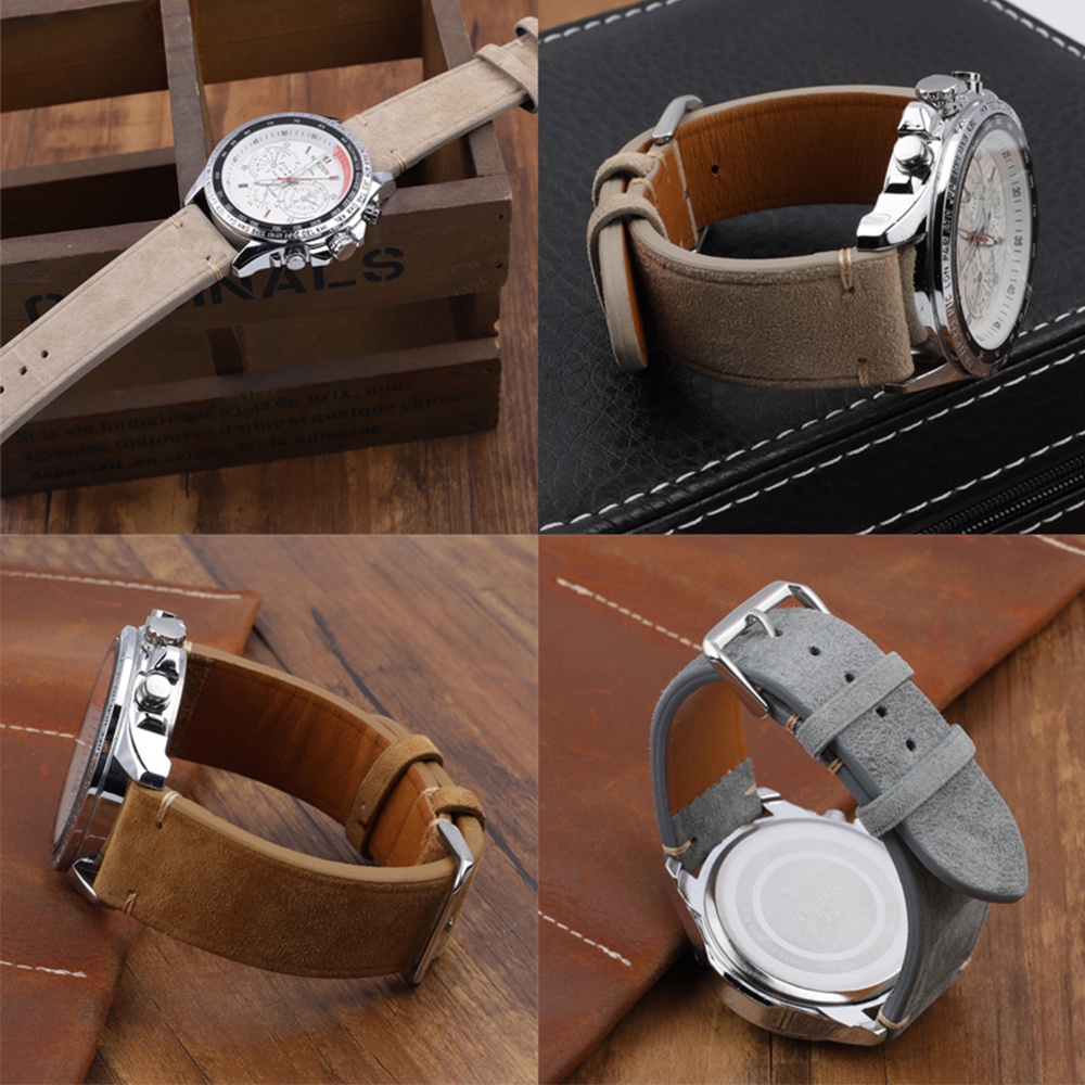 Dây Đeo Đồng Hồ Bằng Da Lộn Mềm 18 20 22 24mm Chất Lượng Cao