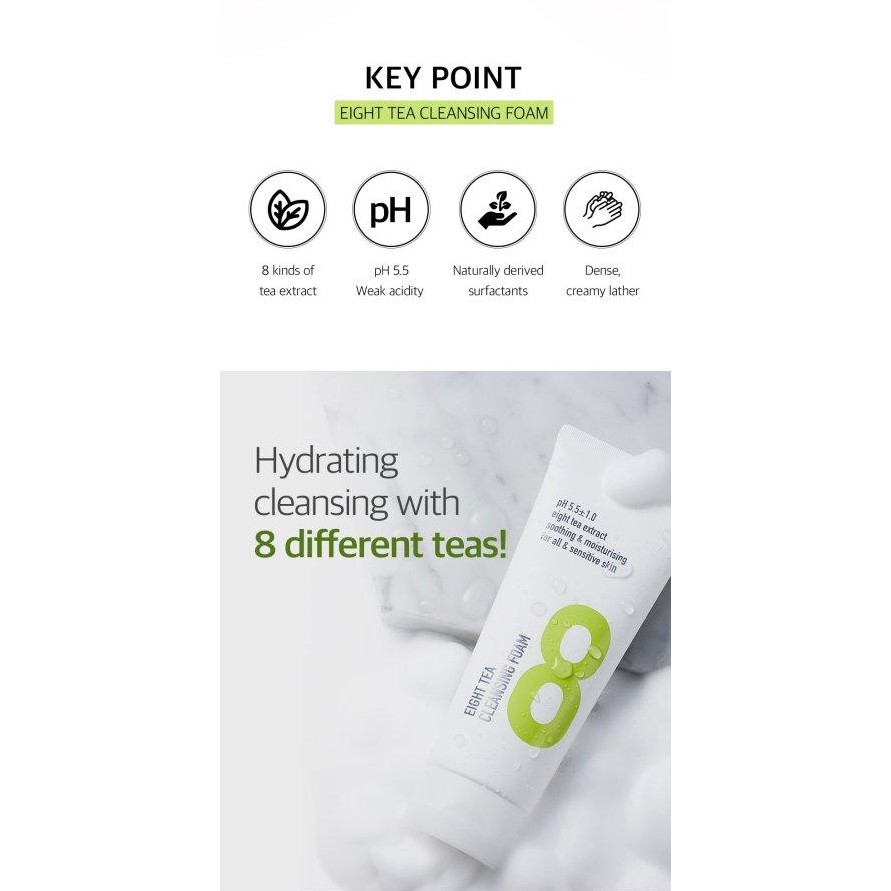 Sữa Rửa Mặt B.O.M Từ 8 Loại Trà Eight Tea Cleansing Foam 150ml