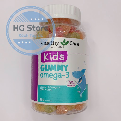 Kẹo Dẻo Healthy Care Kids Gummy Omega 3 của Úc (250 viên) Cho Bé Bổ Sung Dinh Dưỡng, Phát Triển Khả Năng Tư Duy