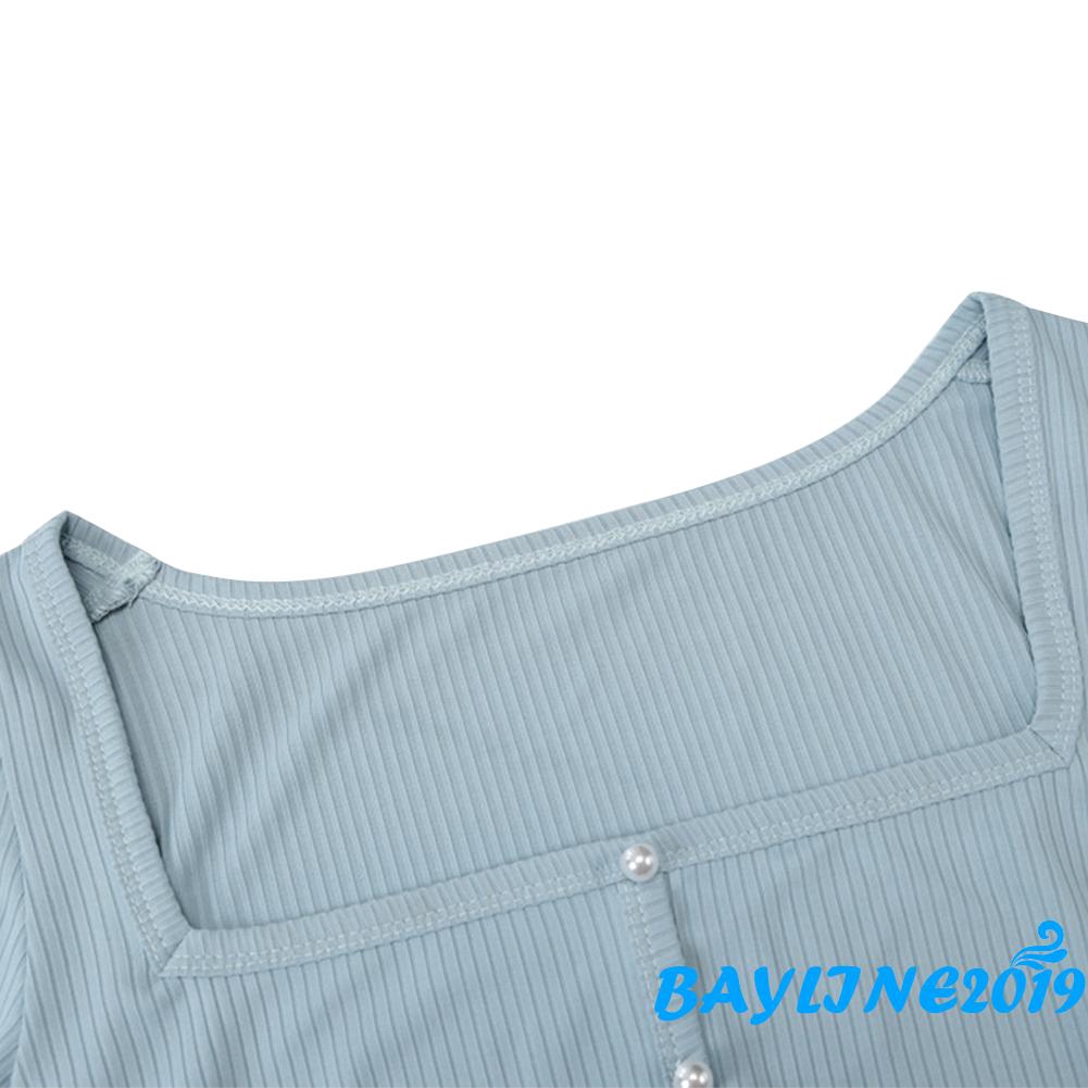 Áo Lửng Tay Ngắn Cổ Vuông Thời Trang Quyến Rũ Cho Nữ