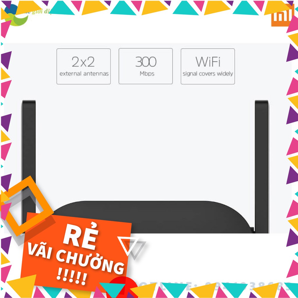 [SALE] Thiết bị kích sóng Xiaomi Wifi Repeater Pro 2 râu băng thông 300mbps BH 6 tháng .